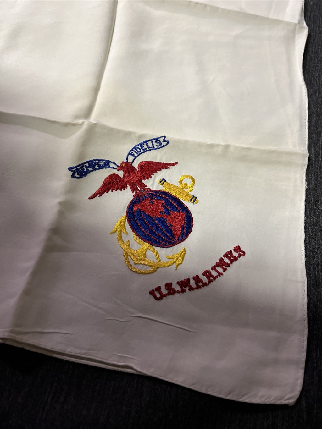 Vintage U.S Marines Cloth Military Flag Banner For Display Yarn Stitching1