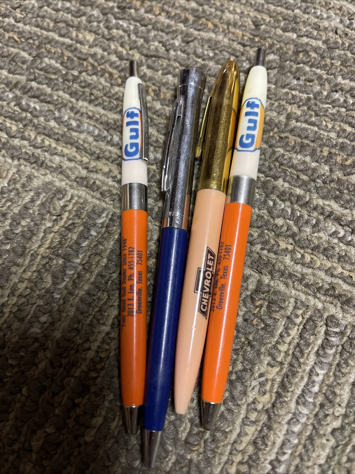4 Gulf Chevrolet Oil Gas CA TX Advertising Mechanical Pencil Pen Lot0