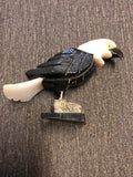 Black Onyx Snow Quartz Eagle Carved Bird Pyrite Crystal 3 1/2” Height, 4”W0