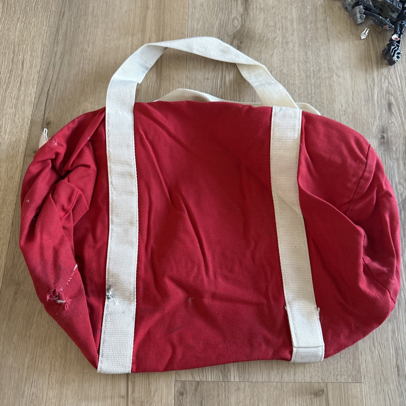 Vintage Lodi Flames Duffle Bag Red Canvas Gym Bag Lodi High School CA Retro2