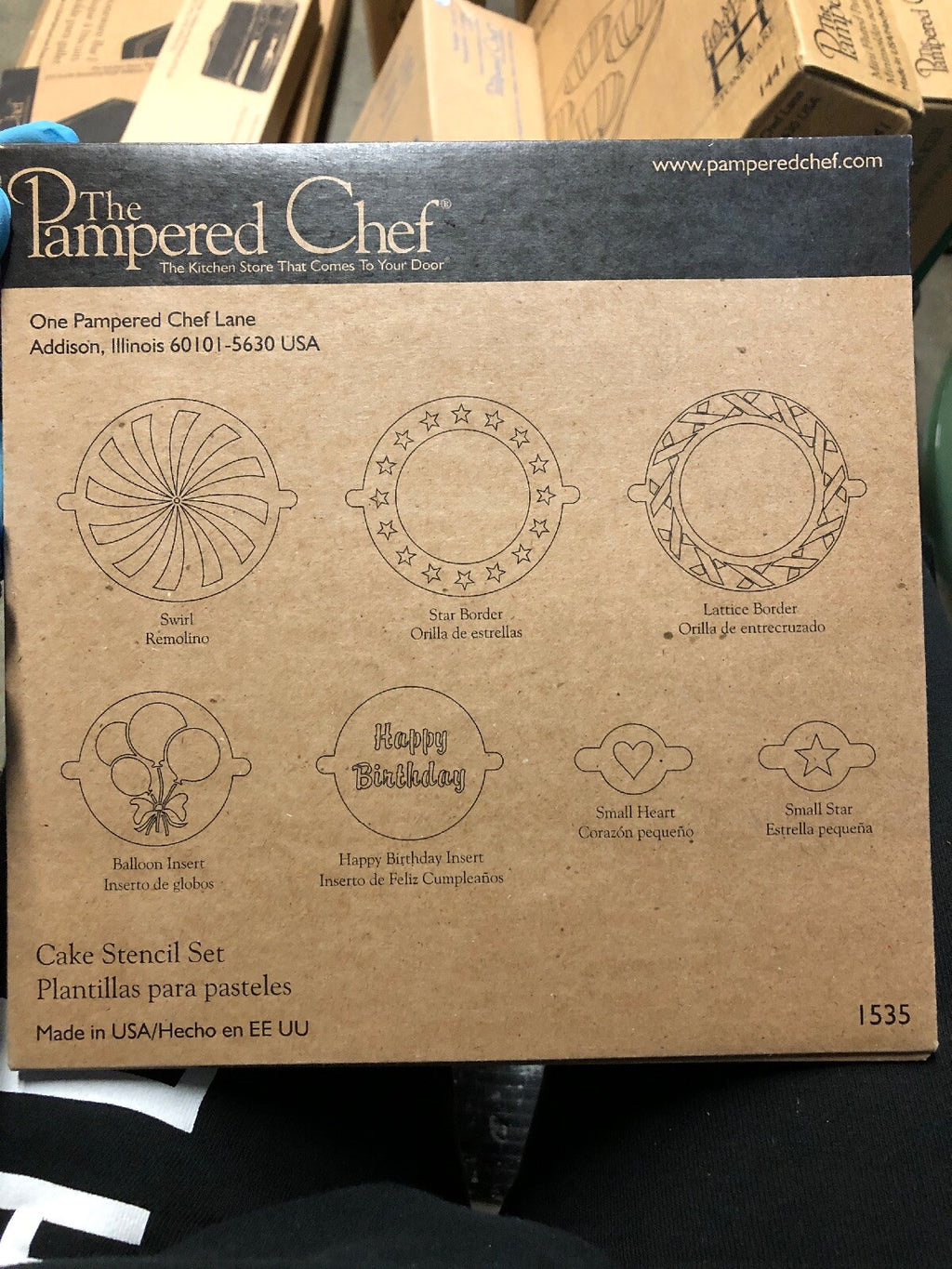 Pampered Chef Cake Stencil Set Swirl Star Lattice Balloons Happy Birthday 15350