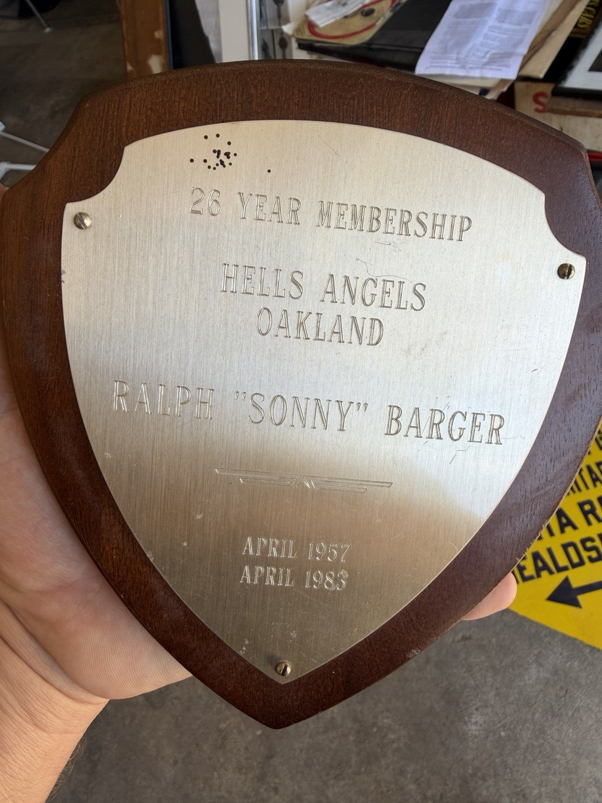 1983 Sonny Barger 26 Year Plaque Signed  Autographed Motorcycle Hells Angels0