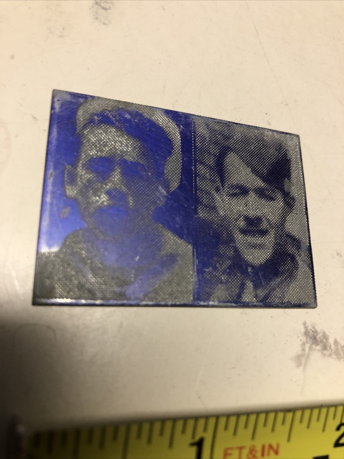 Antique Metal Printing Plate Block Photo Negative 1x2 Inch” Two Navy Officer1