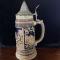 Antique German Germany pre WW1 signed Porcelain Lidded Beer Stein Mug 10.5”0