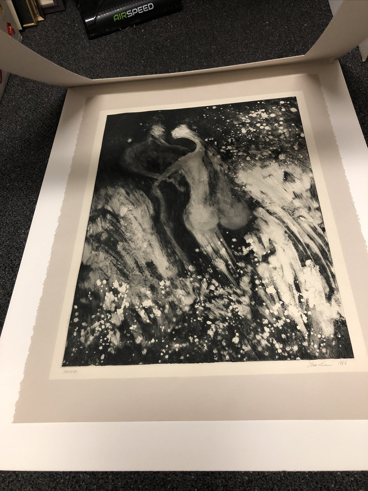 Vintage 1986 Original Etching Art Work By Tom Lee Surrealism 34”x26.5”4