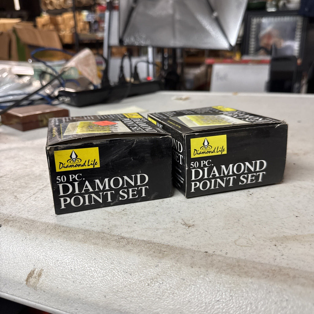 50 Pc Diamond Point Burr Set for Rotary Tool cuts Glass Metal Stone Lot of 24