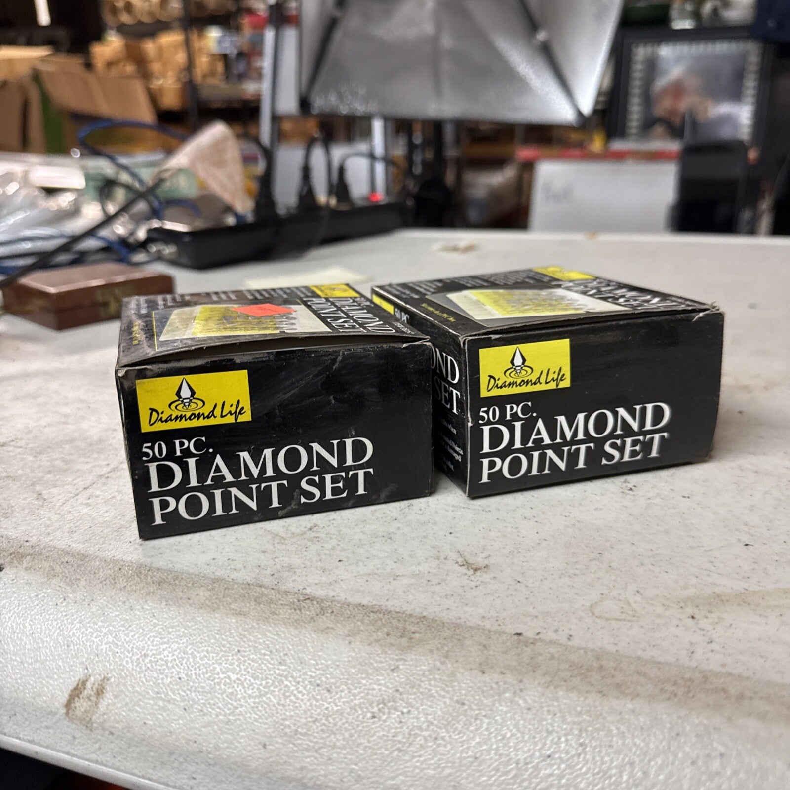 50 Pc Diamond Point Burr Set for Rotary Tool cuts Glass Metal Stone Lot of 24