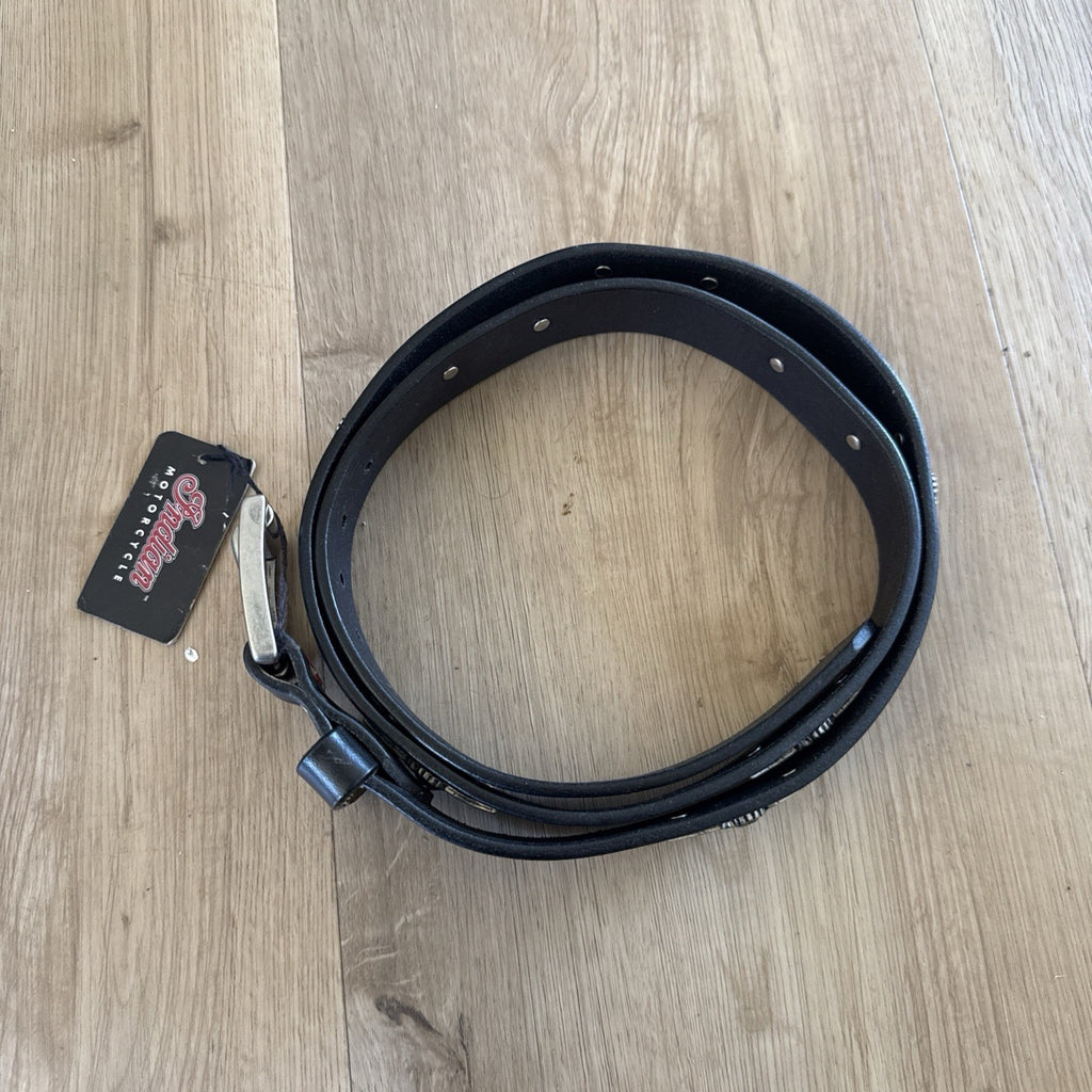 Vtg INDIAN MOTORCYCLE Belt Concho Western Leather Black  Medallion OEM NEW4