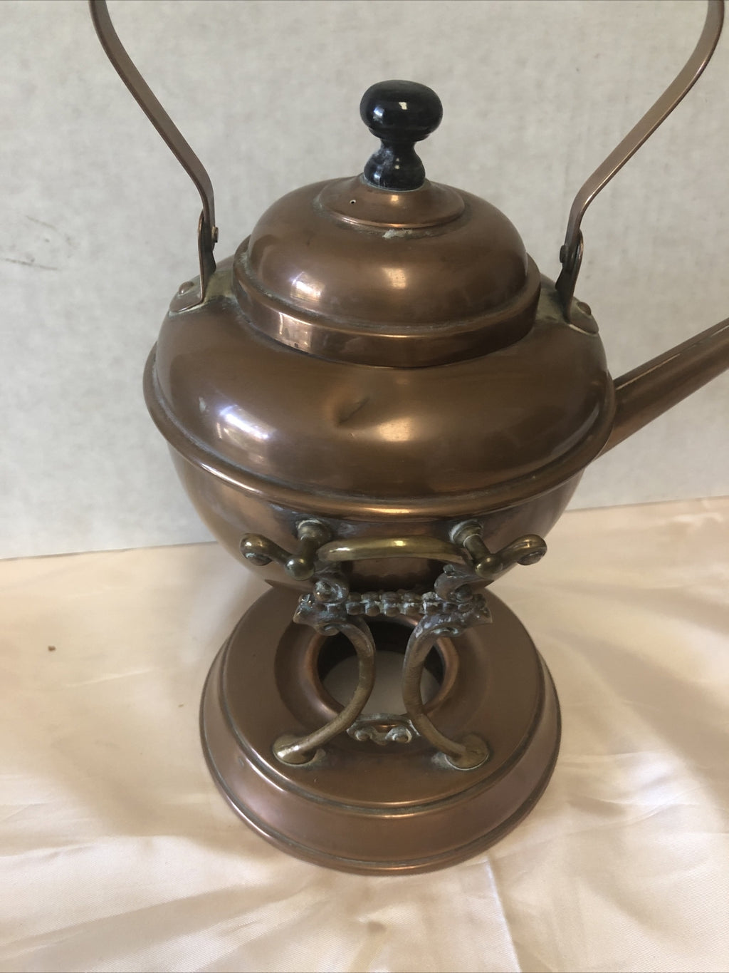 Antique S&C Trade Mark Copper Teapot With Stand & Burner4