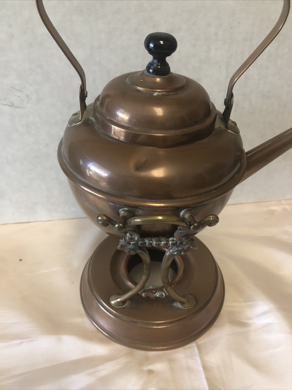 Antique S&C Trade Mark Copper Teapot With Stand & Burner4
