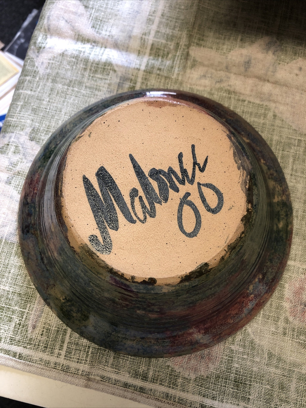 Vintage Hand Thrown Ceramic Pottery Bowl Floral Signed By Artist 8”x2.5”2