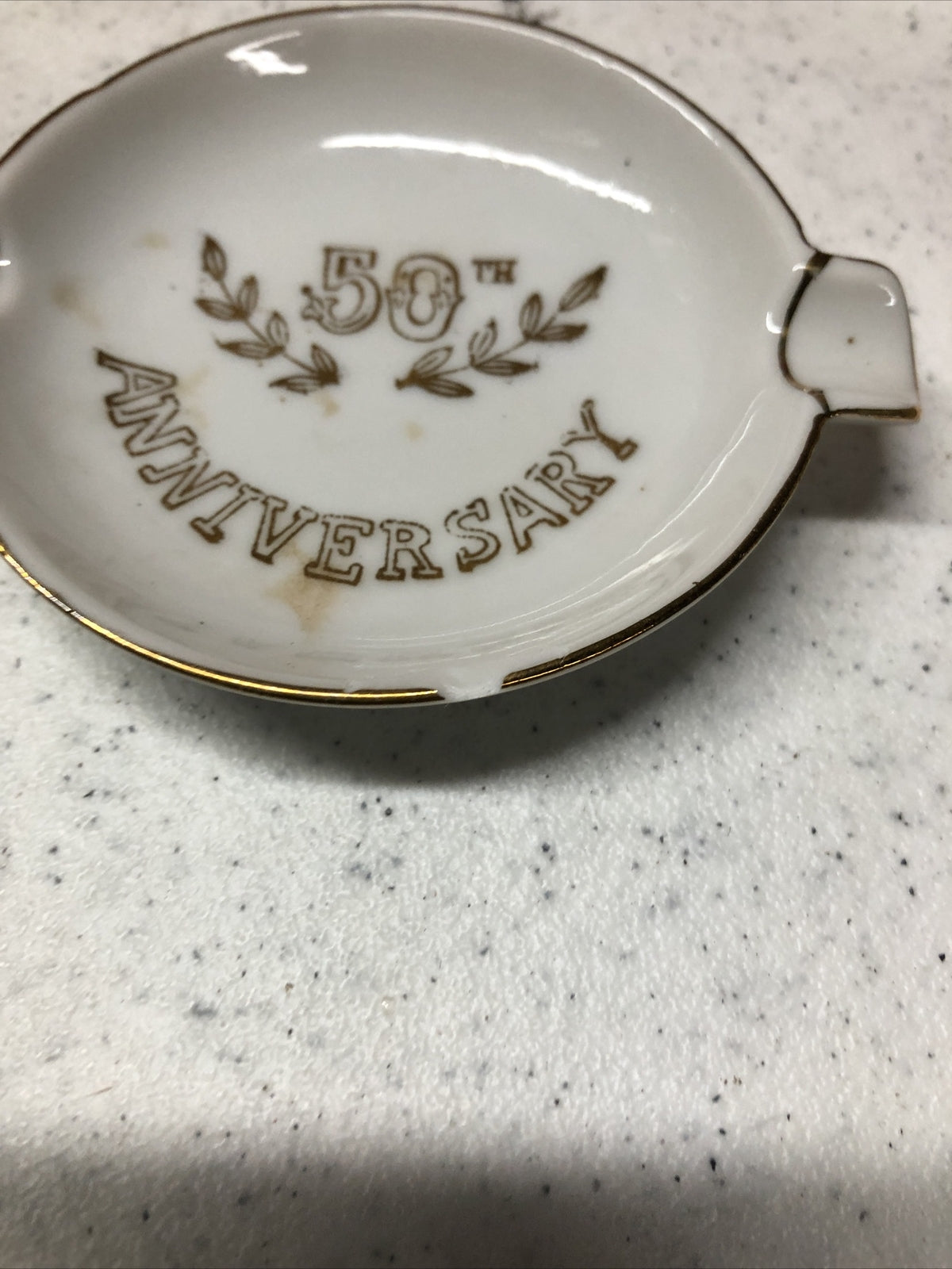 Vintage Lefton Ashtray 50th Anniversary Small Gold White Bone China Japan Set2