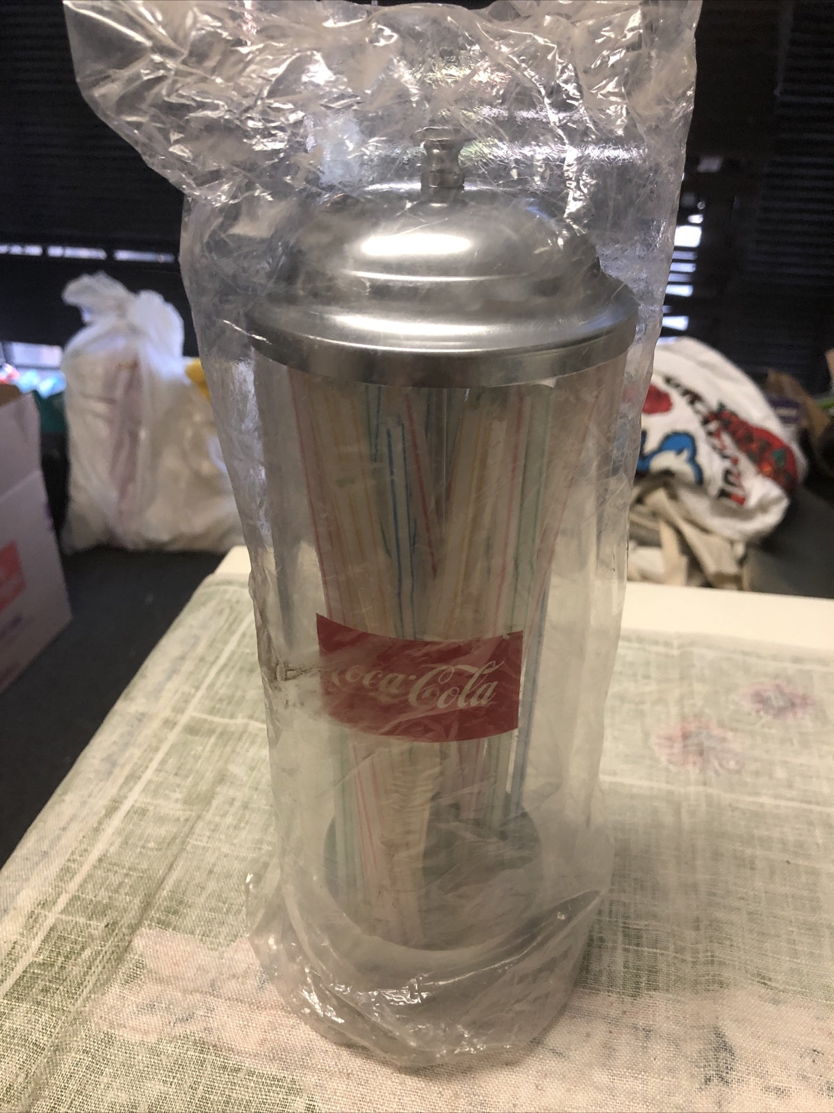 Vintage Coca Cola Glass Straw Holder Coca Cola Company 1992 With Straws3