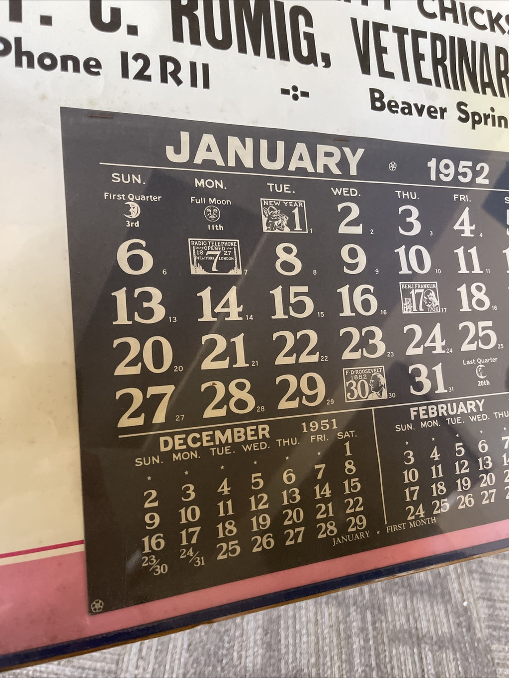 Rare VTG Beaver  Springs Pa Farm Chicks Palomino 1952 Calendar5