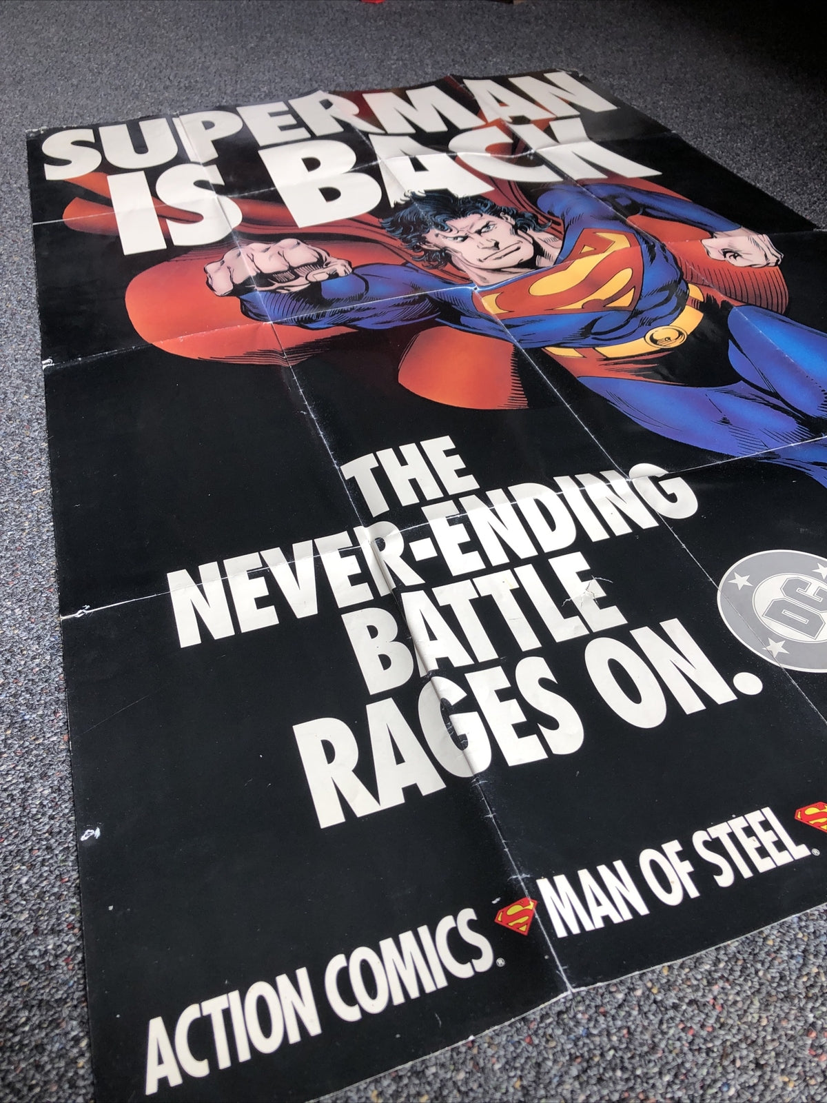 Superman is Back 1993 Never Ending Battle Man of Steel DC Comics PROMO Poster1