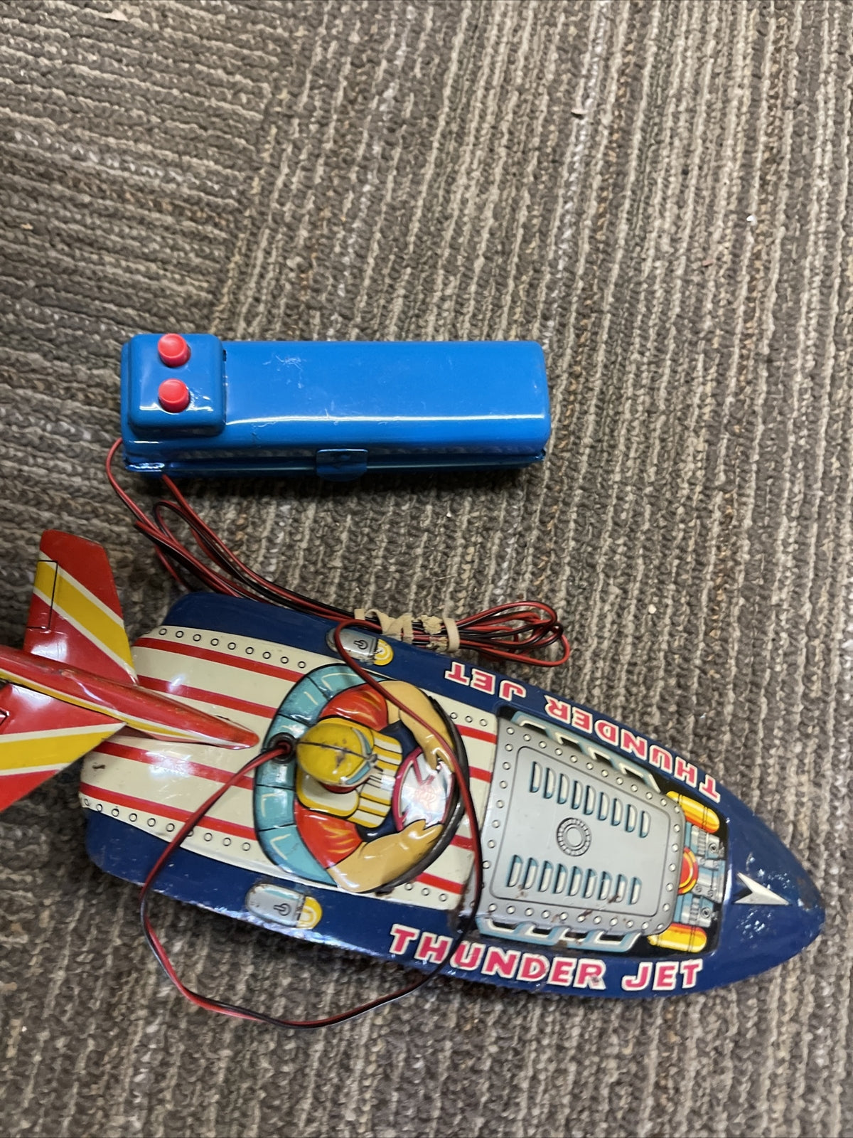 1950's THUNDER JET B-373 hydroplane racing speed Boat Japan tin litho0