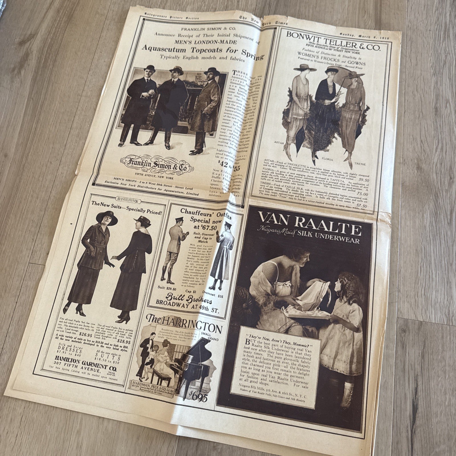 1919 antique NEW YORK TIMES rotogravure PARADE WWI SHIPS ADS FASHION8