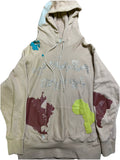 RARE ABC Advisory Board Crystals Hoodie XXL Beige Rhinestone Map Graphic Earth0