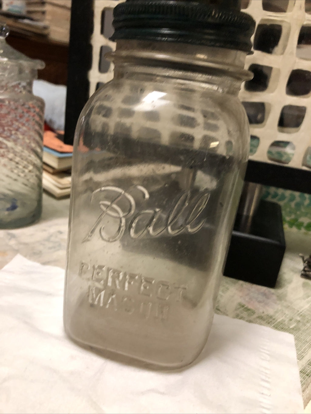 Vintage Ball Perfect Mason Jar With Removable Kerosene Burner Lid1