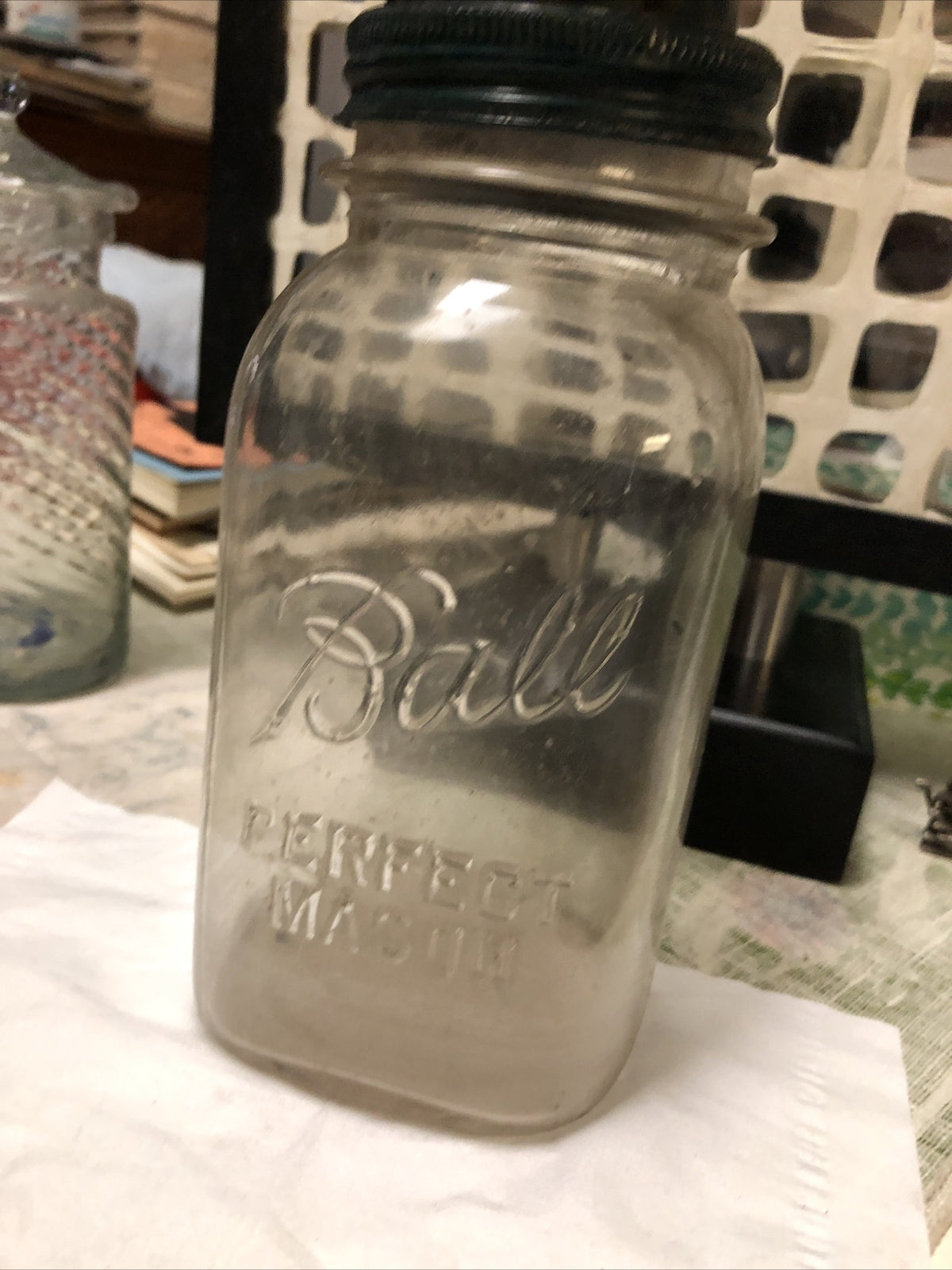 Vintage Ball Perfect Mason Jar With Removable Kerosene Burner Lid1