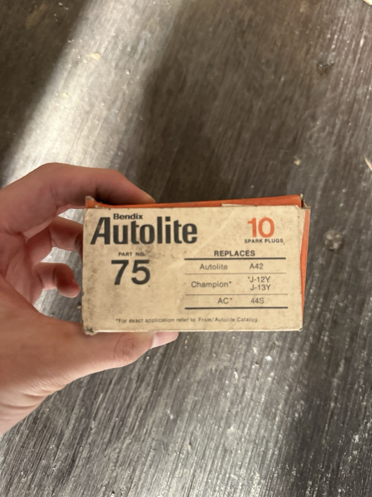NOS Vintage Autolite 75 Spark Plugs Box of 10 Replaces Champion0