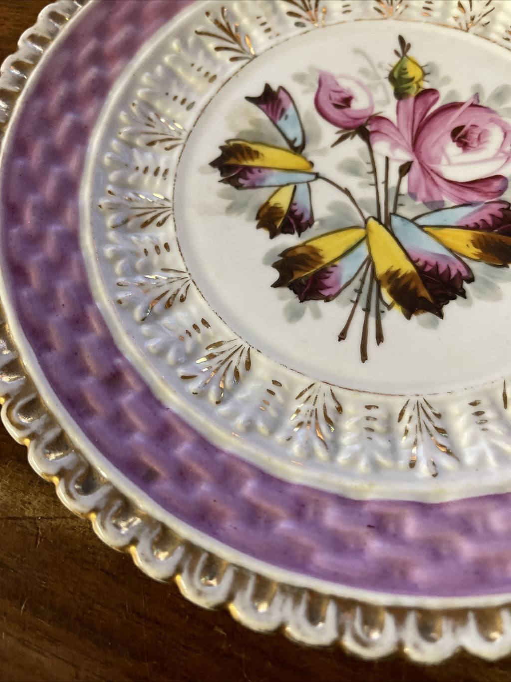 19th century porcelain floral cabinet plate Germany 8.5”2