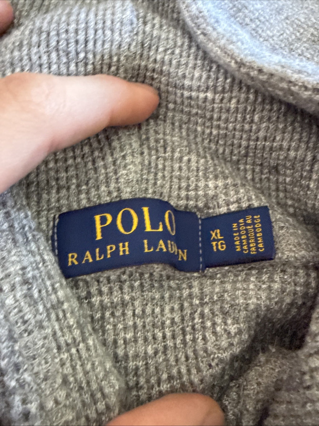 Polo Ralph Lauren Waffle Knit Hoodie Mens Grey Thermal Pullover sz XL3