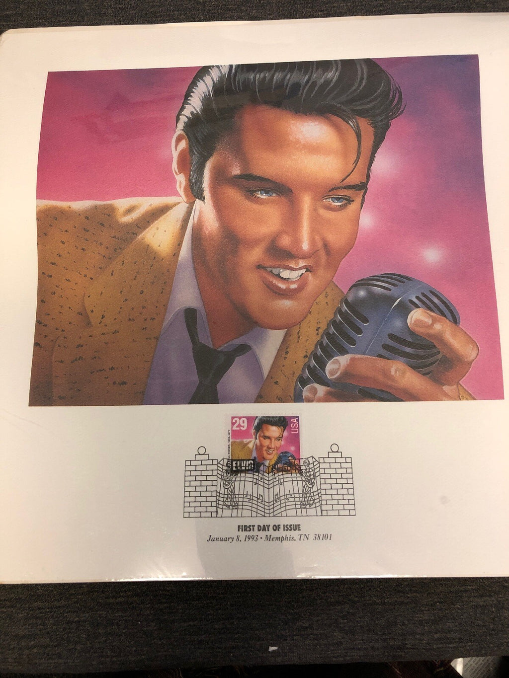 ELVIS LIMITED EDITION PRINT No 9915 FIRST DAY OF ISSUE JAN 8 1993 29 ct STAMP0