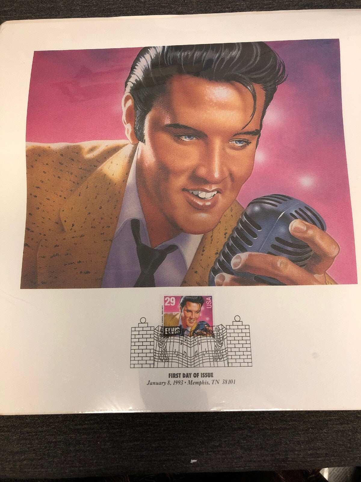ELVIS LIMITED EDITION PRINT No 9915 FIRST DAY OF ISSUE JAN 8 1993 29 ct STAMP0