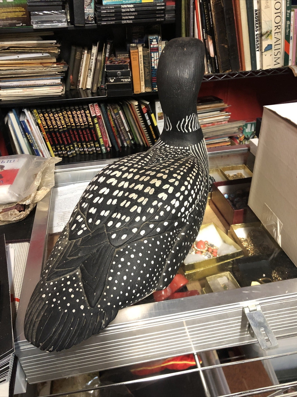 Vintage Carving of a Wood Duck signed river Jim Washington 20” x 6” x 5”2
