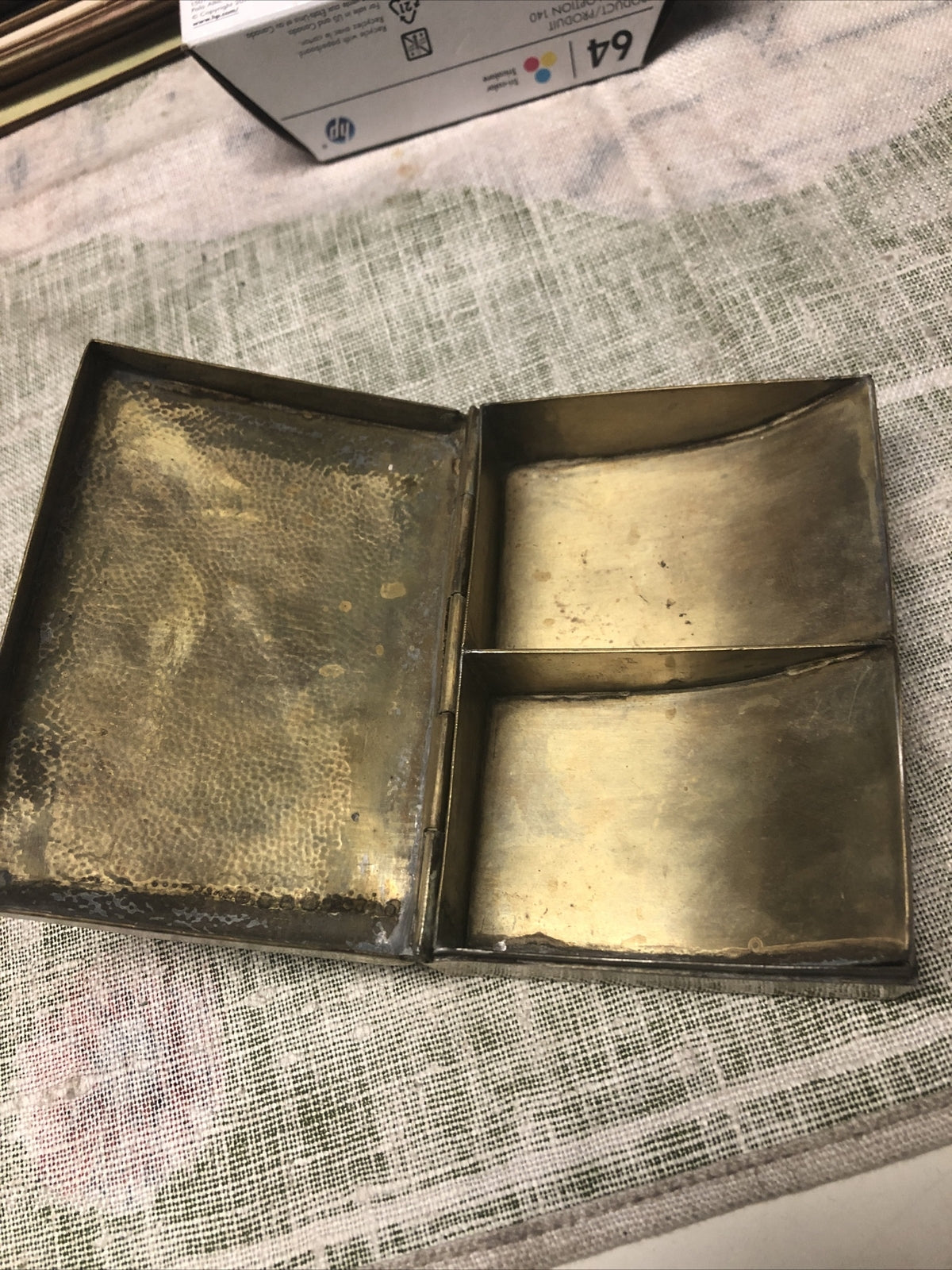 Vintage Gold Toned Metal Case Trinket 3.5”x2.5”2
