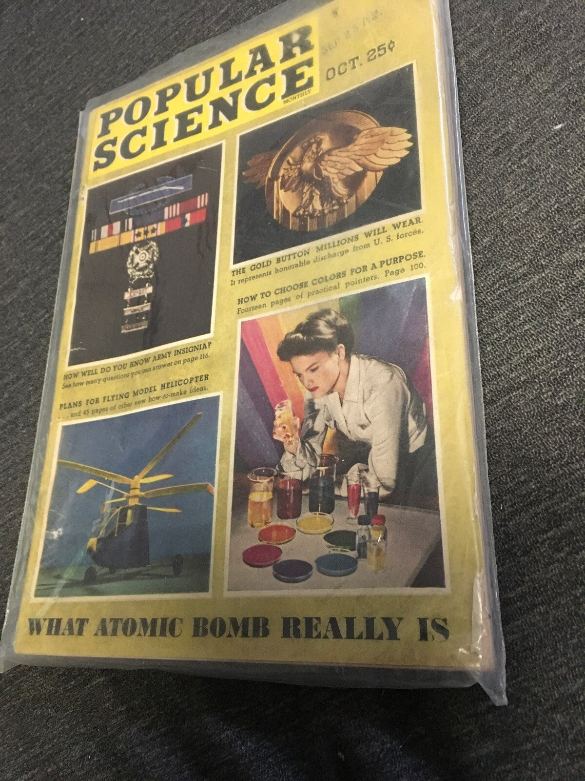 Vintage October 1945 Popular Science Monthly Volume 147 Magazine - Atomic Bomb1