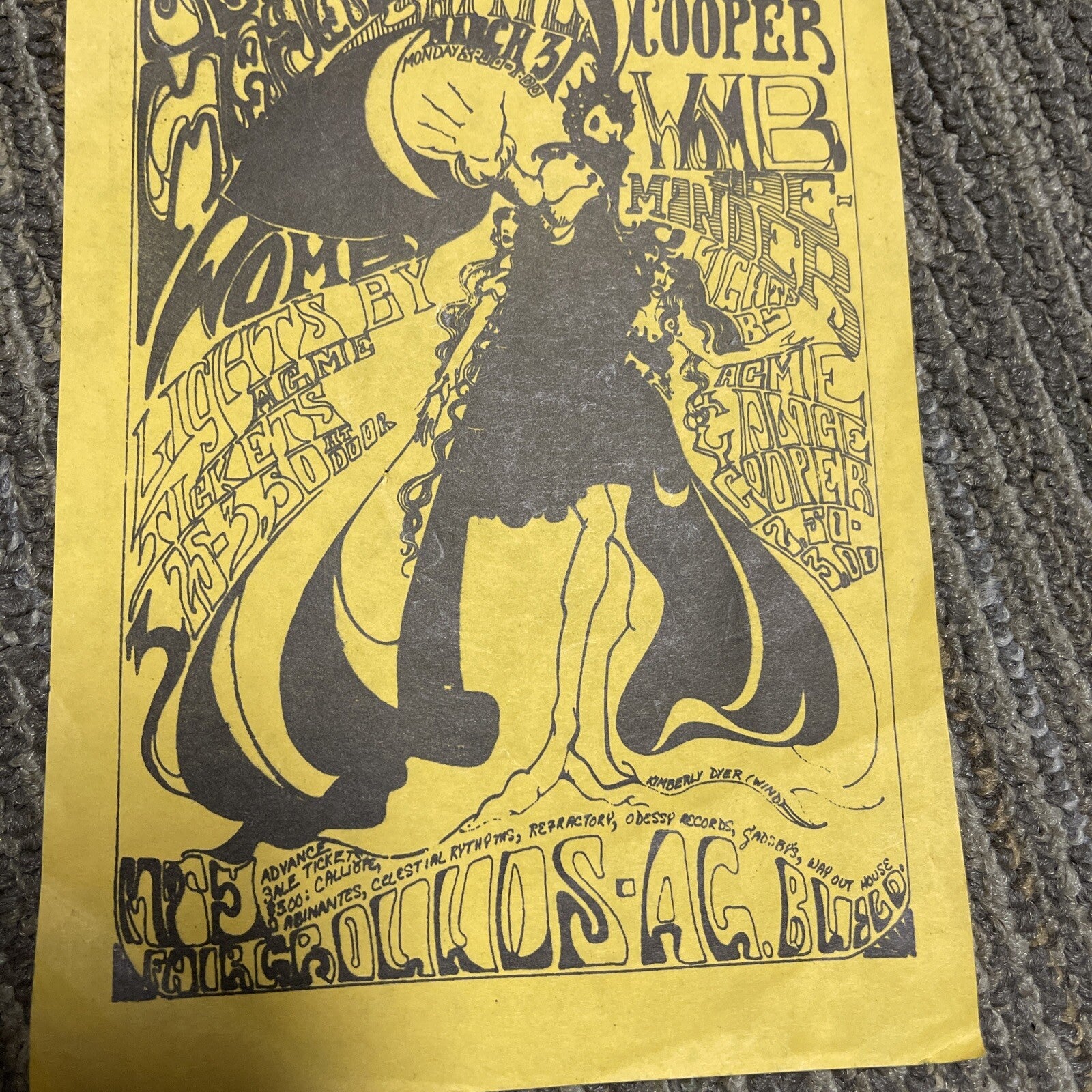 1969? Alice Cooper Womb Snail Straight Theater Era Concert Handbill3