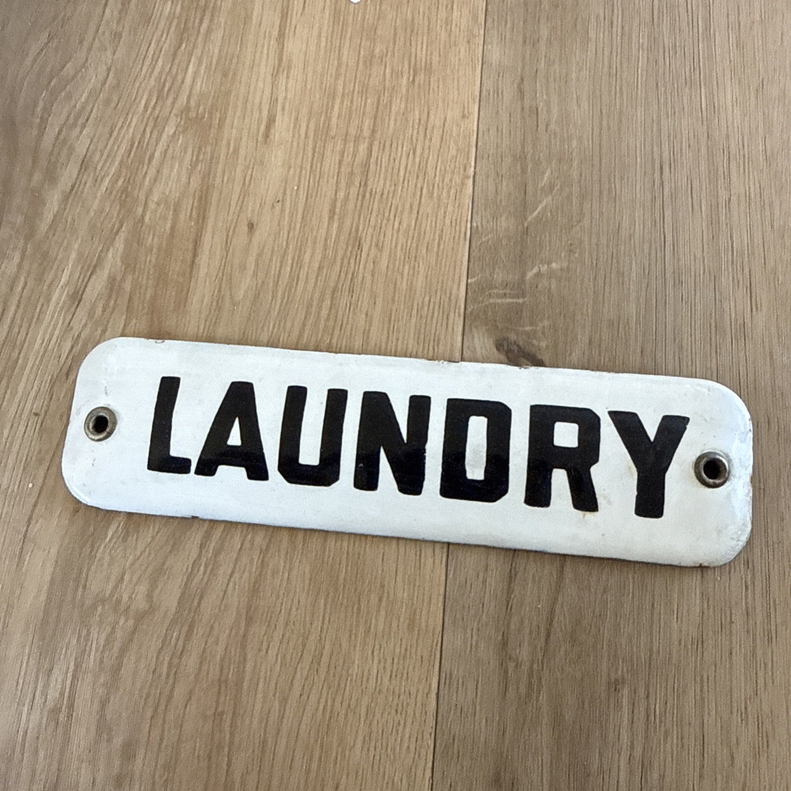 Vintage Porcelain Enameled LAUNDRY Metal Sign Door Plaque White Black Farmhouse3