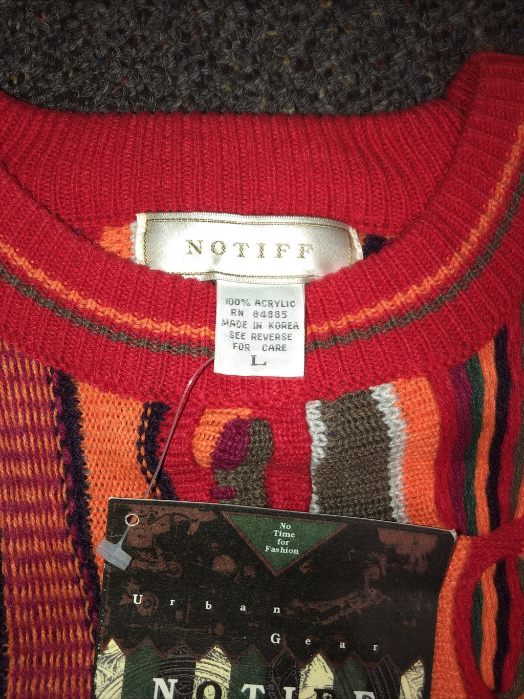 Vintage NOS Retro Notiff Pullover 3D Texture Sweater Size L NWT3
