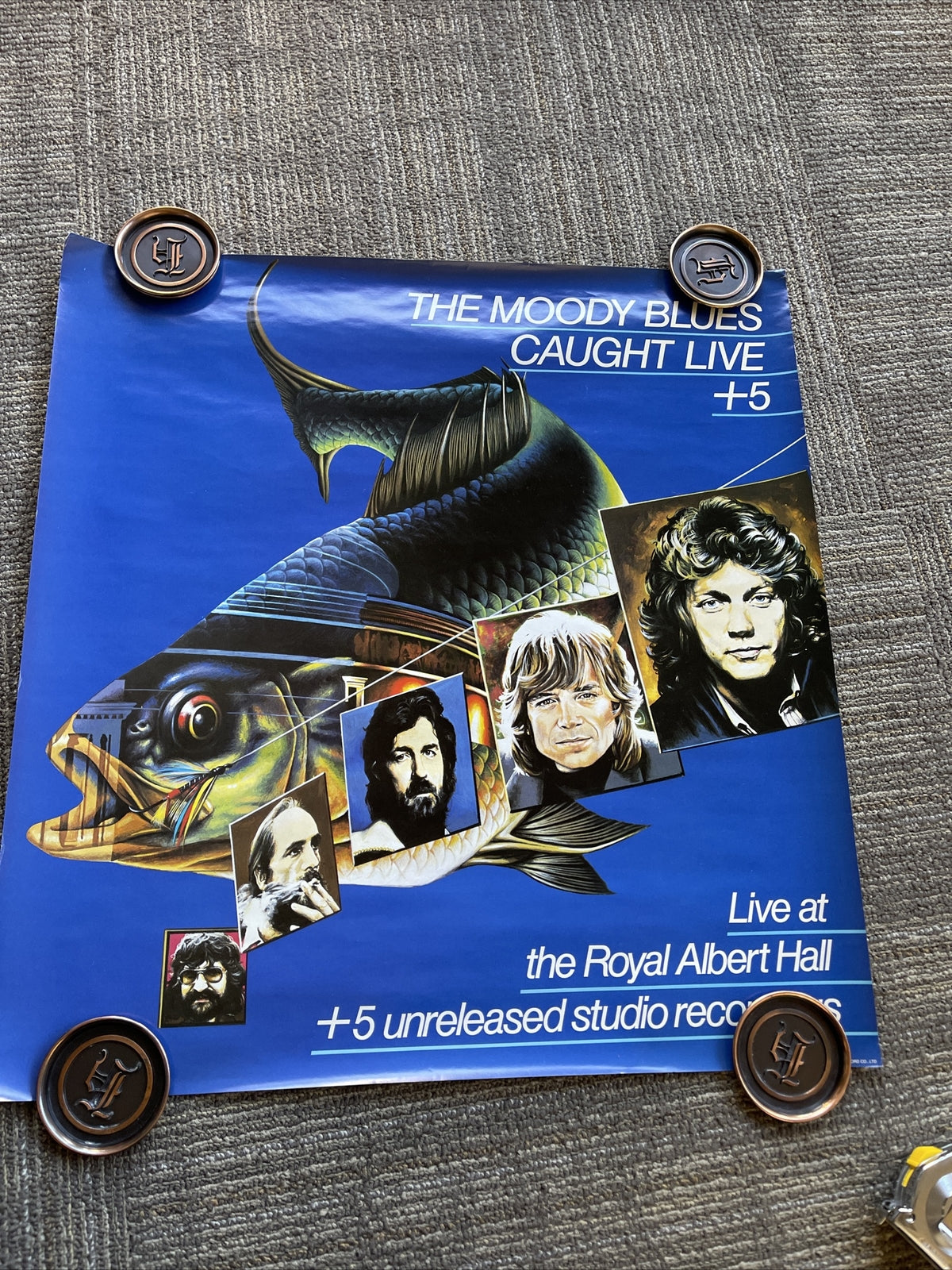 #165 1977 The MOODY BLUES Caught Live Record Store Promo Poster 23” X 24”0