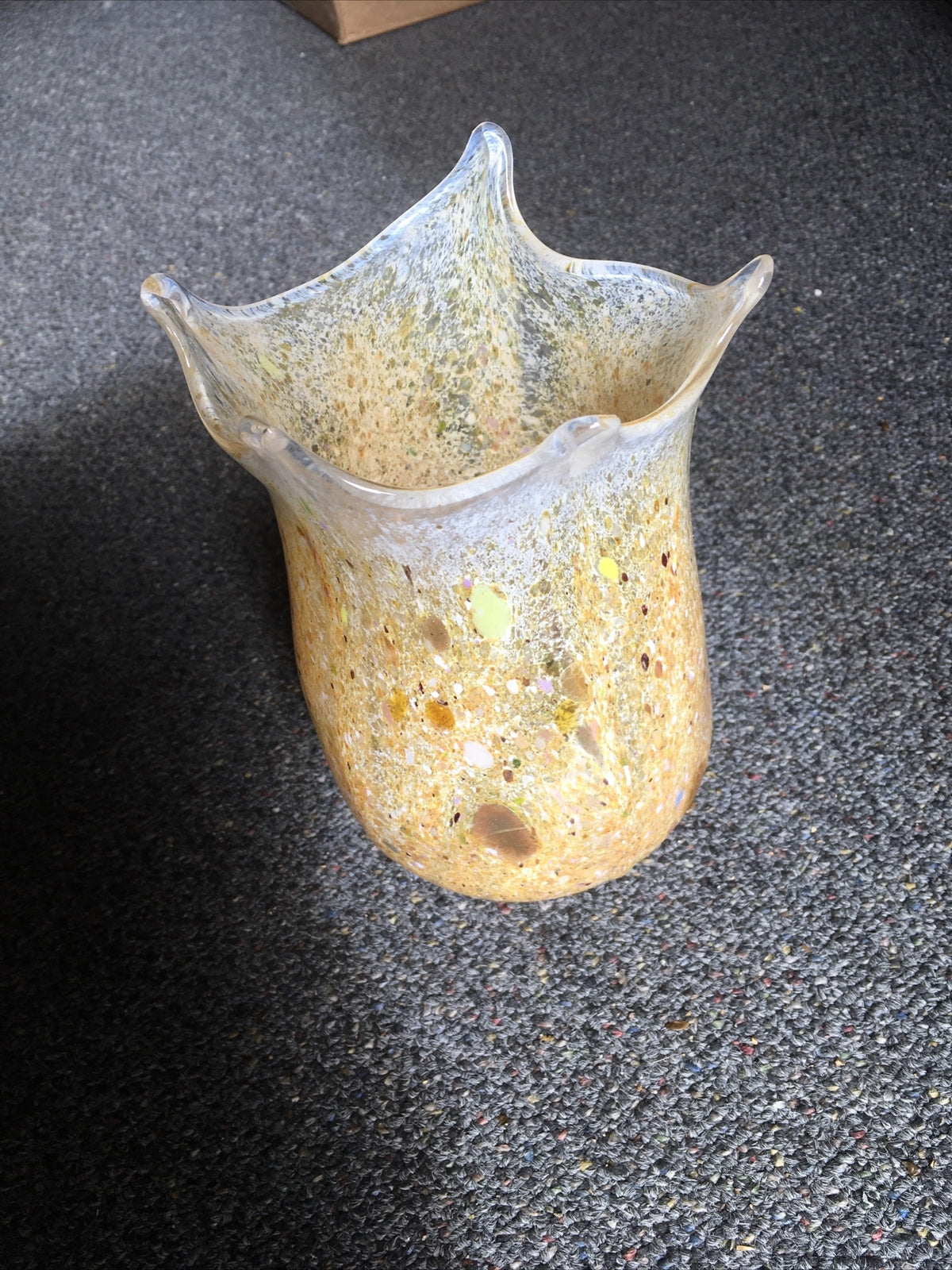 Vintage Hand Blown Murano Style Glass Vase 8.5”x5”4