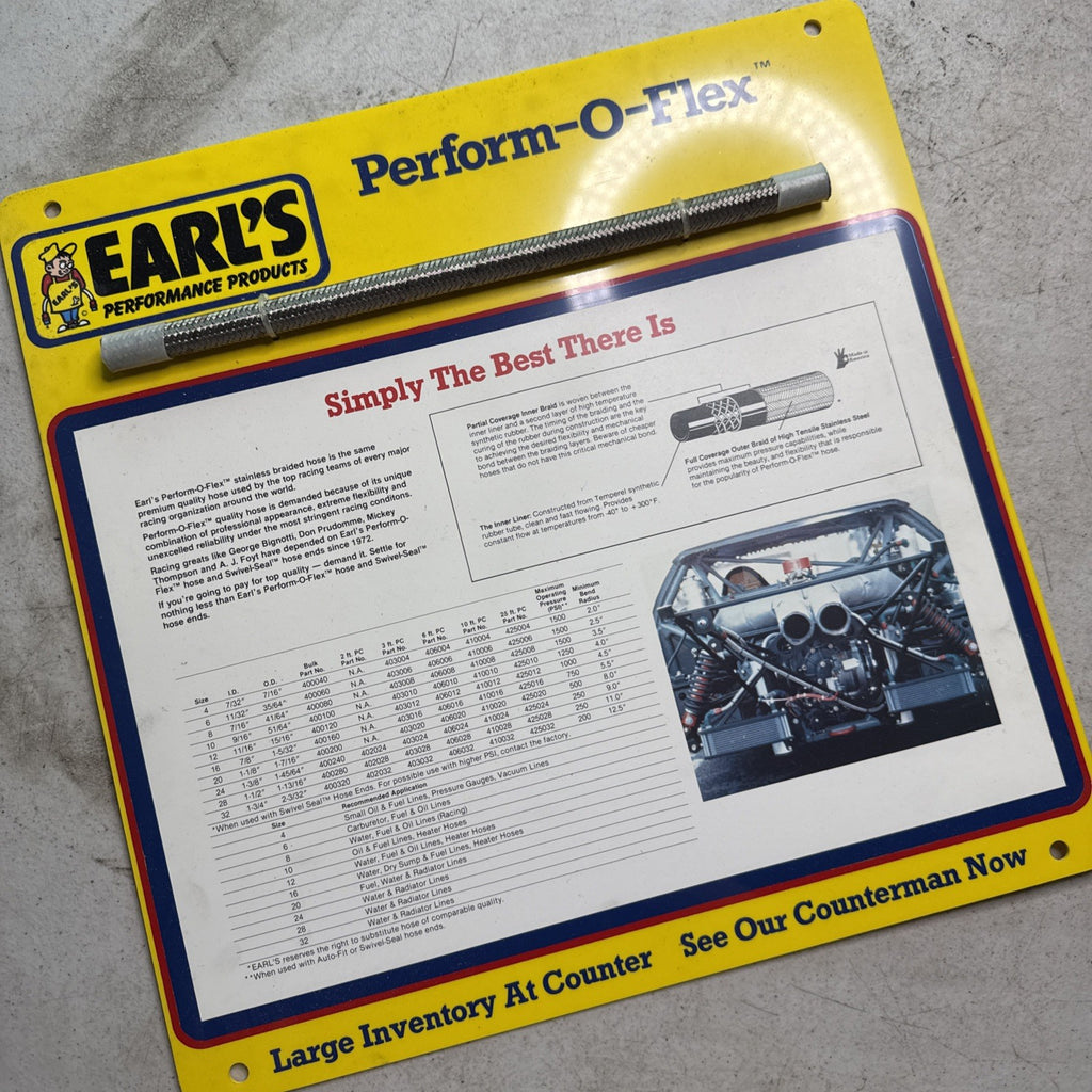 Vintage Earl’s Racing Display 15x15 – 1980s Perform-O-Flex Hose Promo Sign1