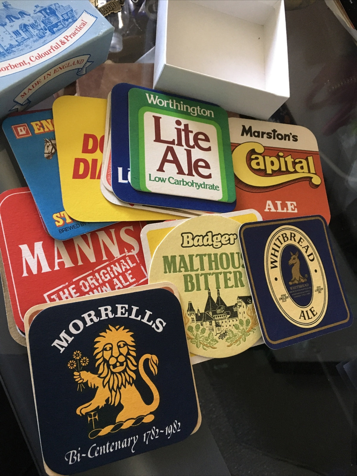 VINTAGE BAR BRITISH PUB MATS BEER DRINK COASTERS 25 Pub Mats First Edition1