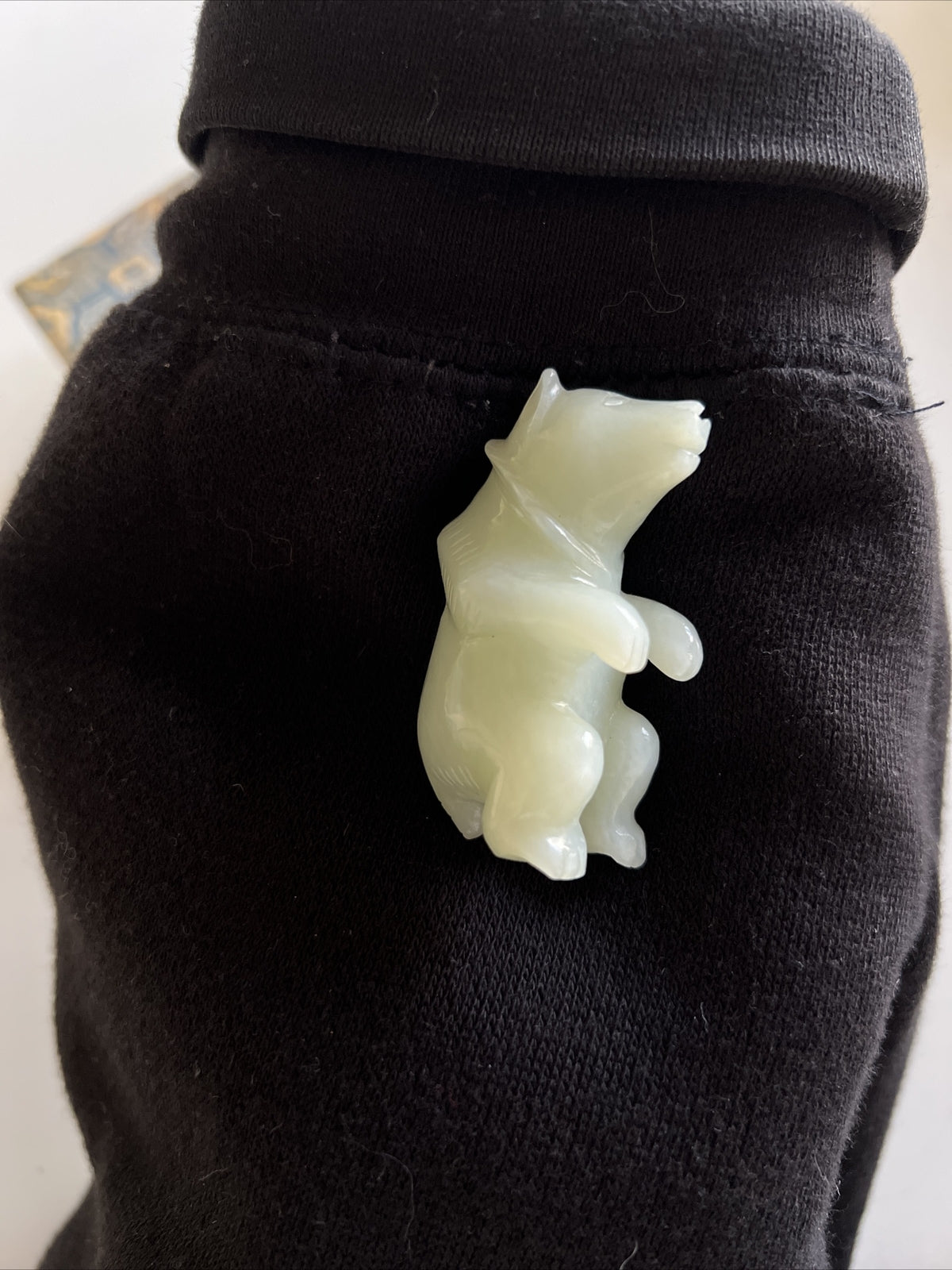 Vintage Carved Stone Bear Spirit Animal Mini Figure With Stand And Box4