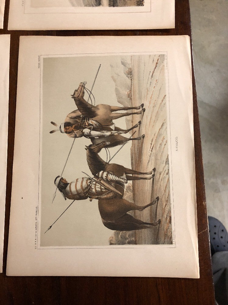 1860 Indian Surveys 35th parallel Lithograph Navajos Railroad Mojave Zuni Lot1