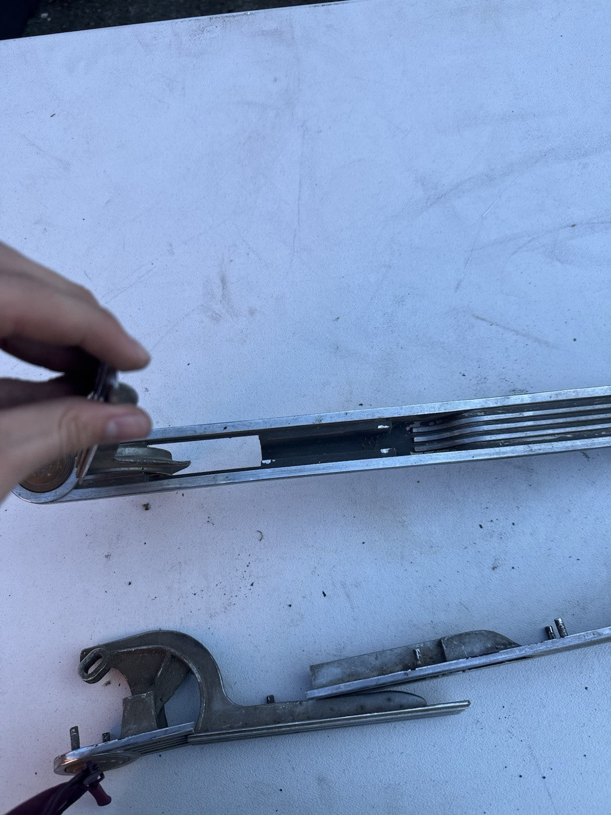 Vintage 1941-2 Packard 120 Scta Hood Side Lever Trim piece. Pair One Broken4