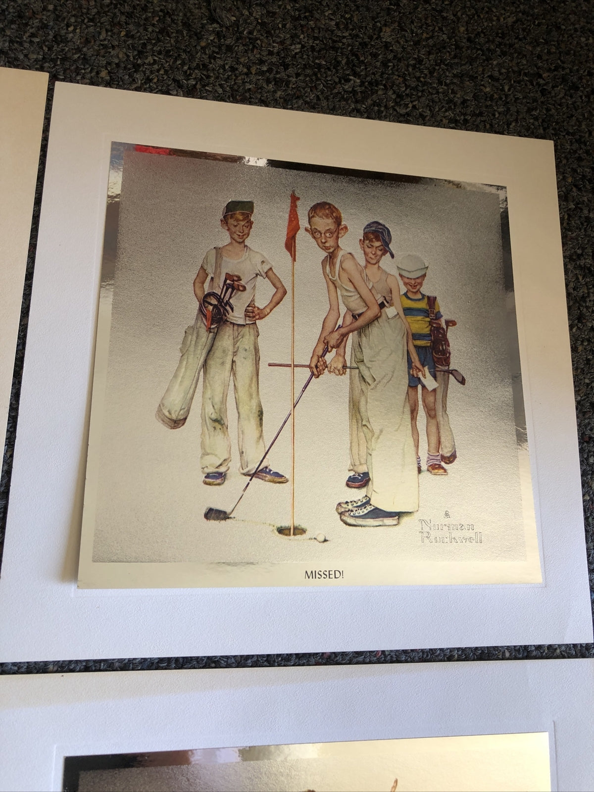 Vintage Norman Rockwell Foilcraft 4 piece print set, The Four Seasons in Sports5