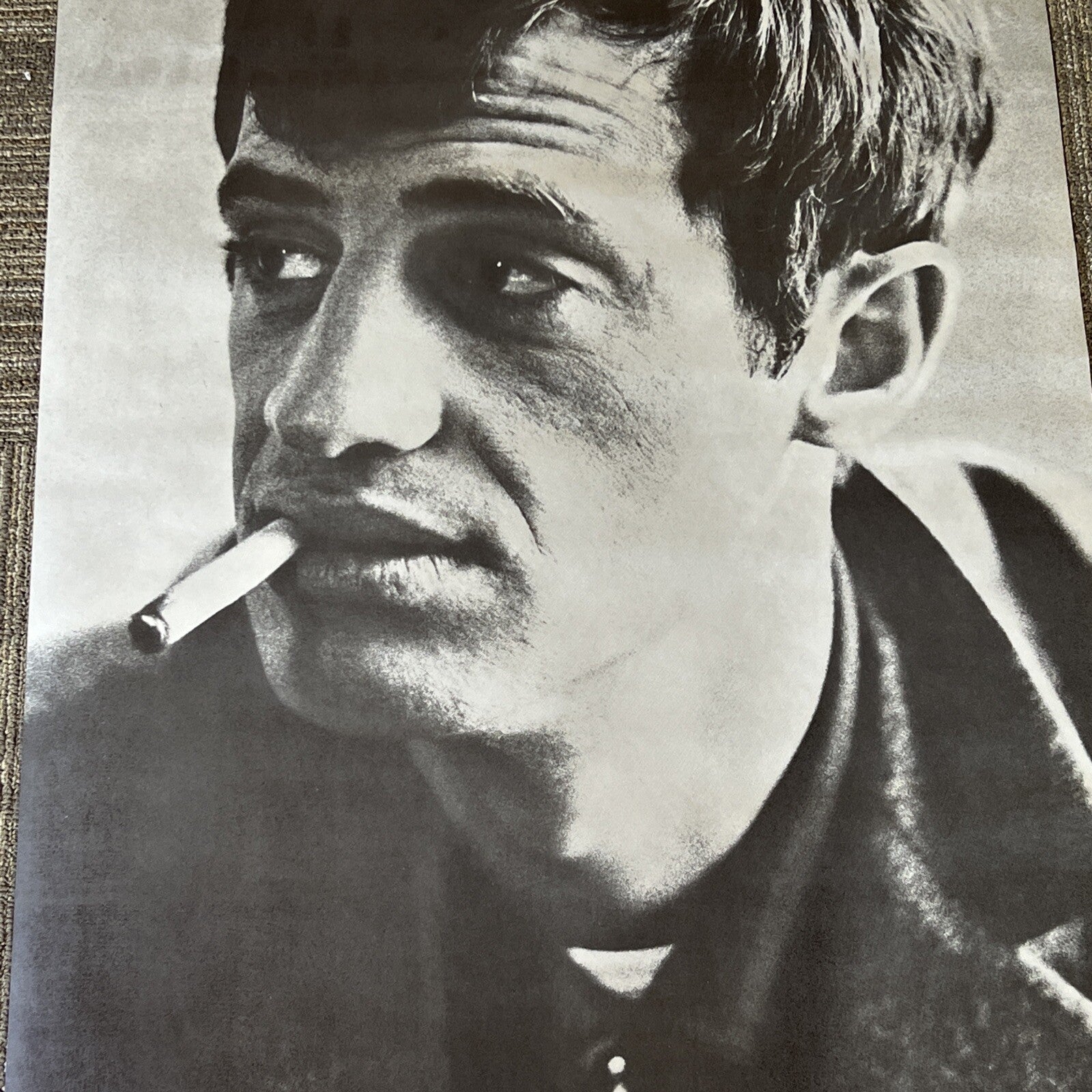 Rare Jean Paul  Belmondo Portrait Black and White Tribly Poster 1970s Vintage#181