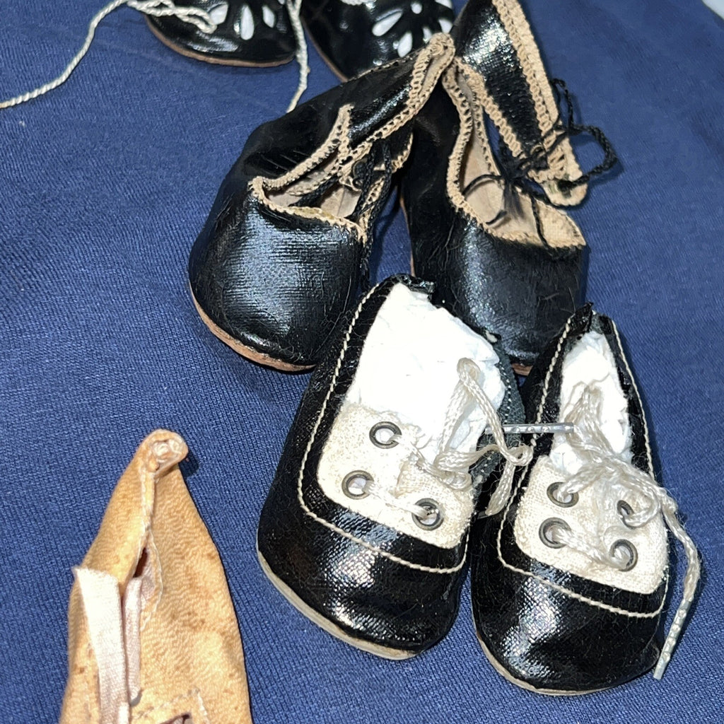 Lot of 6 Antique and Vintage Doll Shoes Unique Various Conditions Similar Sizes10