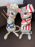 Vintage Annalee Mobilitee Dolls Mr. & Mrs. Bunny 6”Standing figurines RARE! Felt0