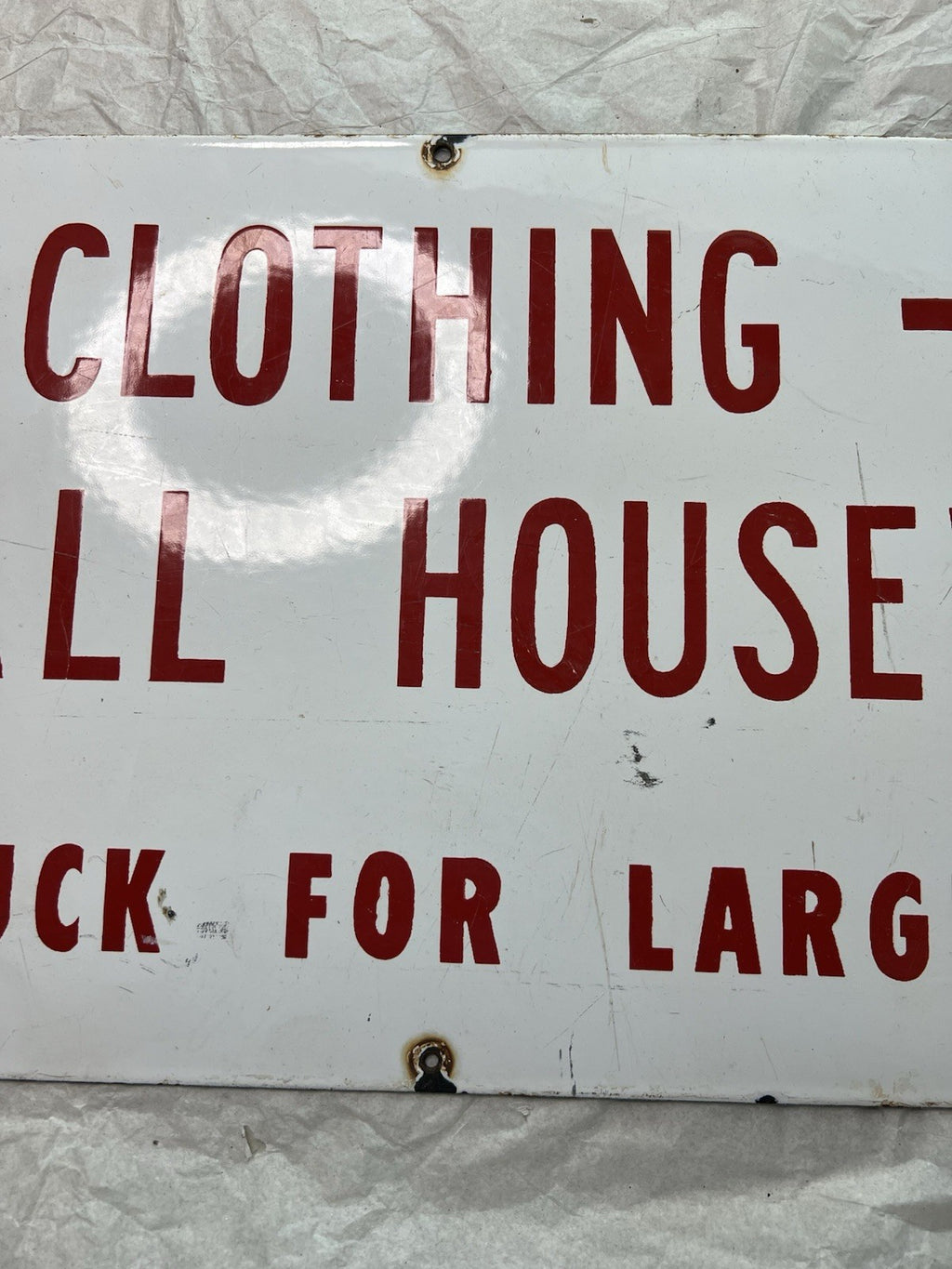 Vintage Porcelain Depot Clothing Shoes Small Housewares Sign 27x 102