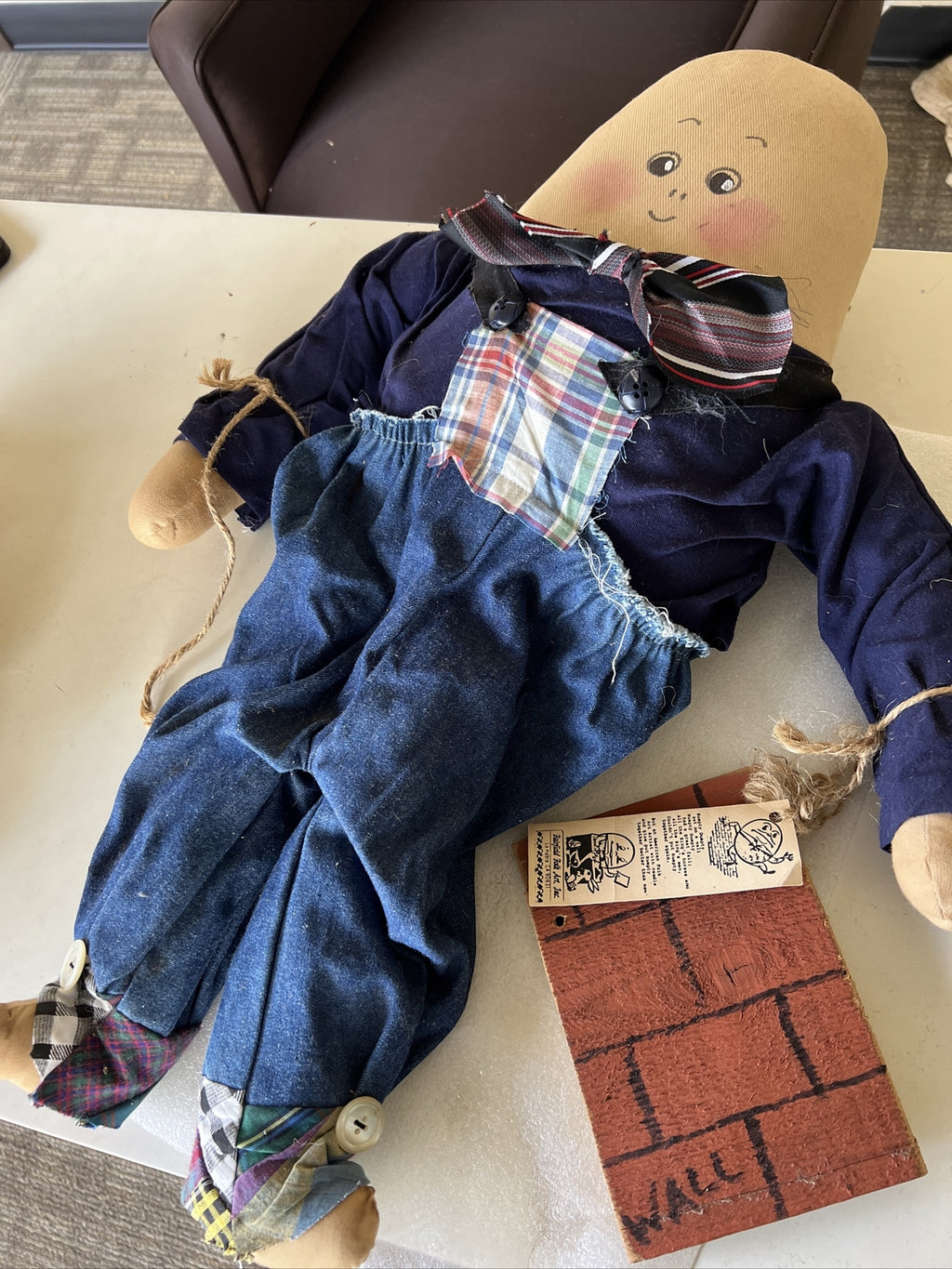 25” Vintage Rare Humpty Dumpty Americana Folk Art Doll  Handmade Great Condition2