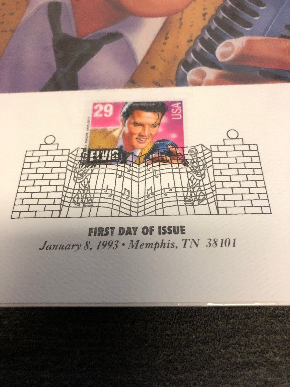 ELVIS LIMITED EDITION PRINT No 9915 FIRST DAY OF ISSUE JAN 8 1993 29 ct STAMP1