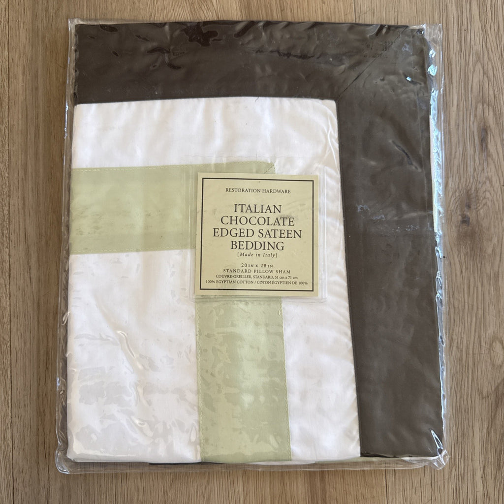 Restoration Hardware Italian Chocolate Edged Sateen - BOUDOIR Pillow Shams 20x280